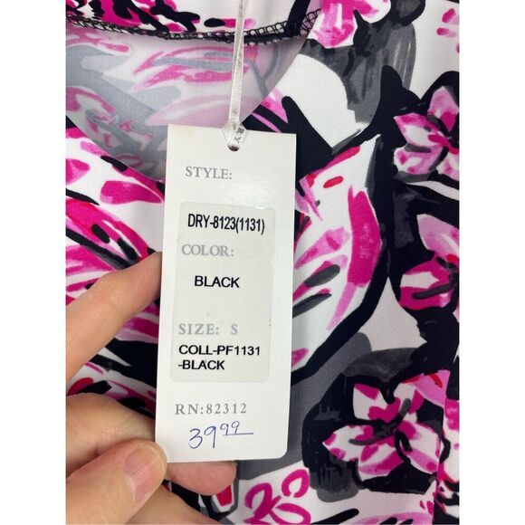 Aryeh NWT Women's Pink Black Floral Print Activewear Dress Sz Small - Picture 4 of 5